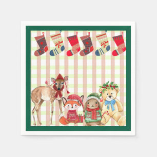 Servilleta De Papel Amigos festivos con regalos y calcetines