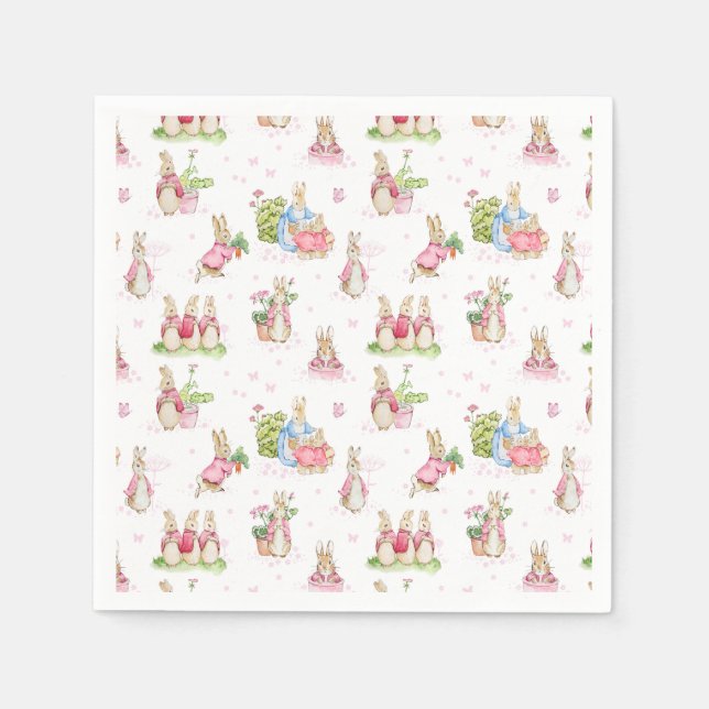Servilleta De Papel Amigos Peter Rabbit Baby Pink (Anverso)