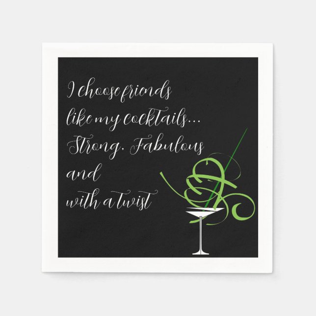 Servilleta De Papel Amigos y cócteles - Calabazas de cócteles divertid (Anverso)