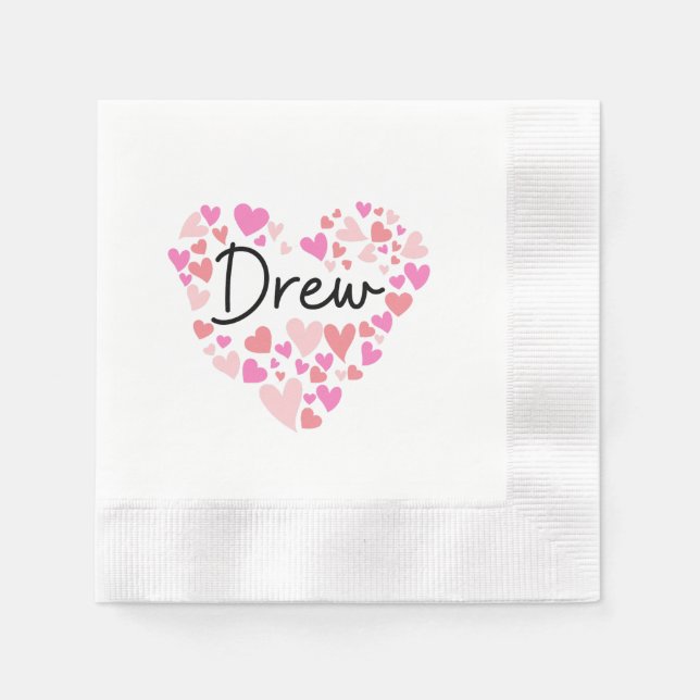 Servilleta De Papel Amo a Drew - corazones para Drew (Anverso)