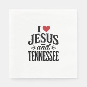 Servilleta De Papel Amo a Jesús y Tennessee Diseño Cristiano Vintage