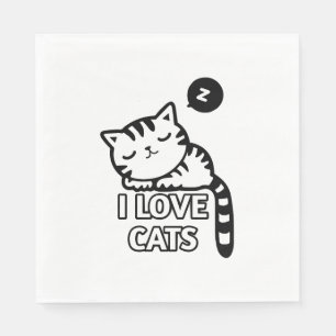 Servilleta De Papel Amo a los gatos - Diseño de gato