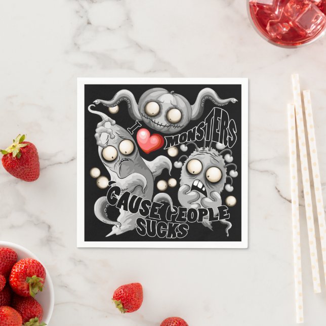 Servilleta De Papel Amo a los monstruos porque la gente se acosa (In situ)