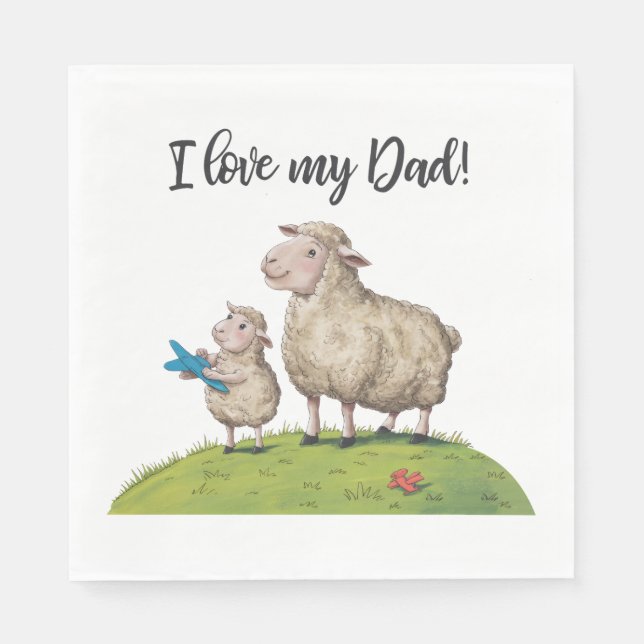 Servilleta De Papel Amo A Mi Papá Sheep (Anverso)