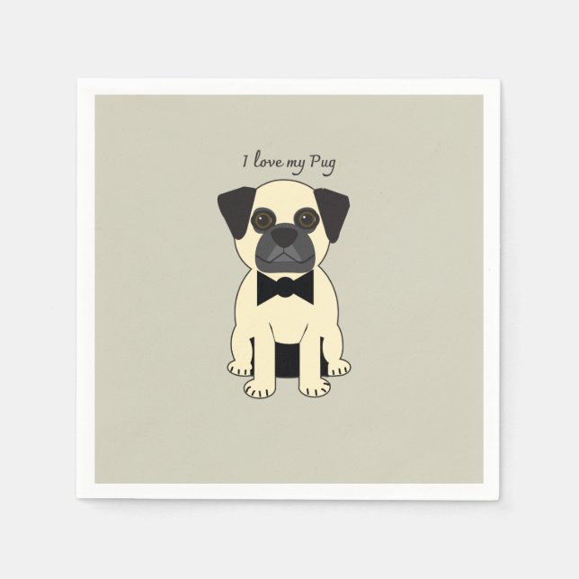 Servilleta De Papel Amo a mi Pug (Anverso)