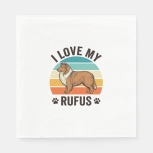 Servilleta De Papel Amo a mi Rufus Diseño de perro vintage_1