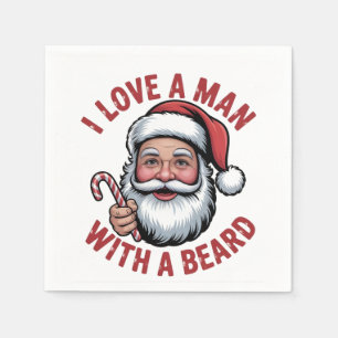 Servilleta De Papel Amo a un hombre con barba Santa barbudo Navidad