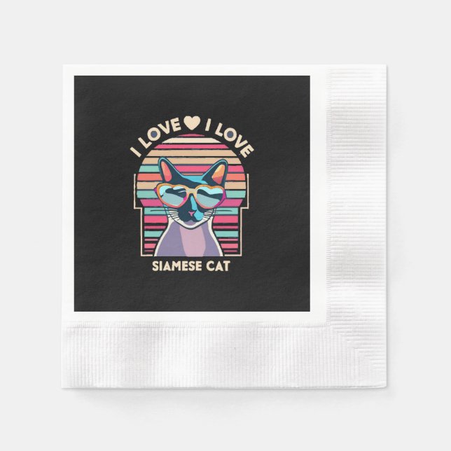 Servilleta De Papel Amo al gato siamés (Anverso)