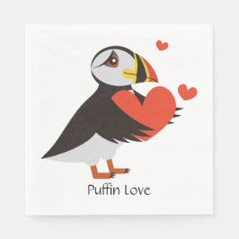Servilleta De Papel Amo de Puffin Corazones Rojos Diseñar servilletas