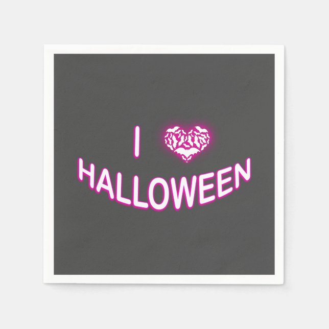 Servilleta De Papel Amo Halloween (Batity Love Heart) Morado Blanco (Anverso)