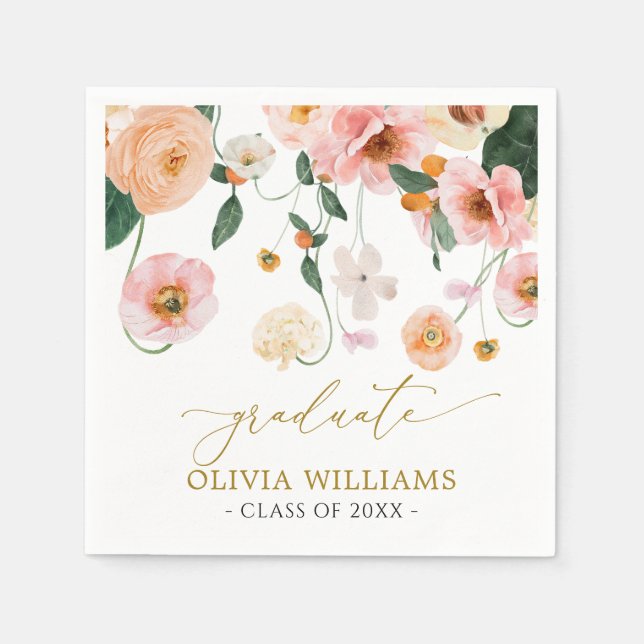 Servilleta De Papel Amo Póster Floral de Graduación (Anverso)