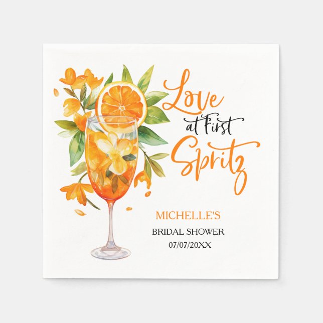 Servilleta De Papel Amor a Primera Spritz Fiesta de Despedida de Solte (Anverso)