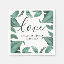 Servilleta De Papel Amor. Acuarela vegetación tropical guión boda