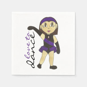 Servilleta De Papel Amor al bailarín de jazz recital morado negro