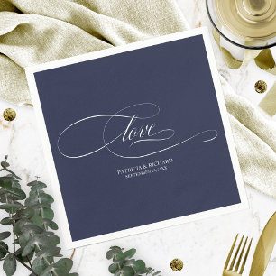 Servilleta De Papel Amor - Boda elegante de azul marino
