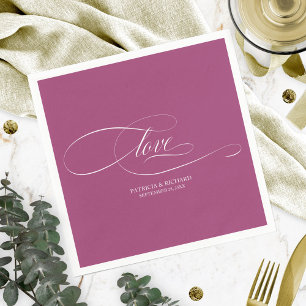 Servilleta De Papel Amor - Boda elegante de cassis rosa