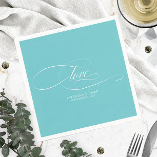 Servilleta De Papel Amor - Boda elegante en azul turquesa