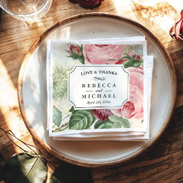 Servilleta De Papel Amor bucal botánico vintage y gracias Boda