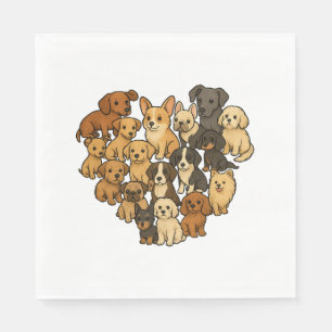 Servilleta De Papel Amor Cachorro - Corazón hecho de perros