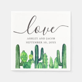 Servilleta De Papel Amor. Cactus verde acuarela. Boda botánica