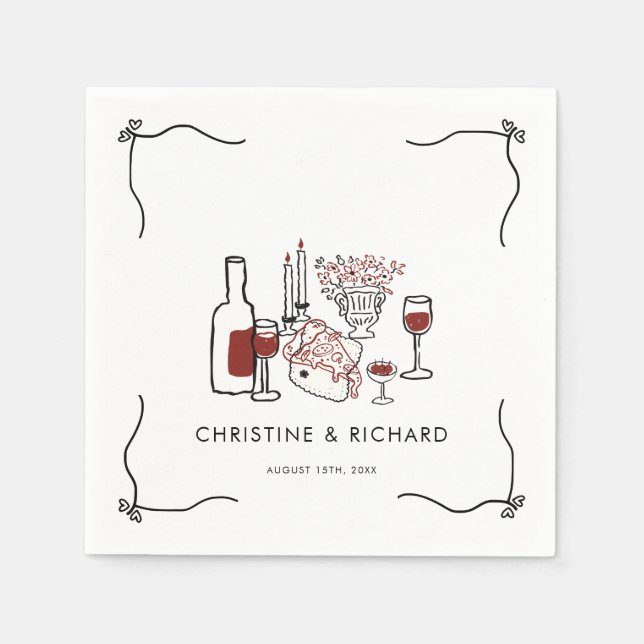 Servilleta De Papel Amor Caprichoso | Boda Moderna  (Anverso)