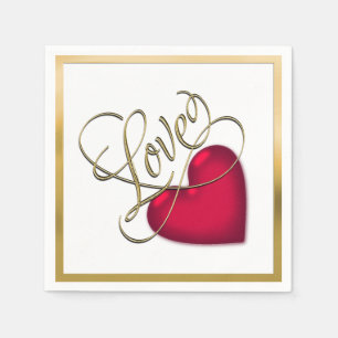 Servilleta De Papel Amor con corazón rojo