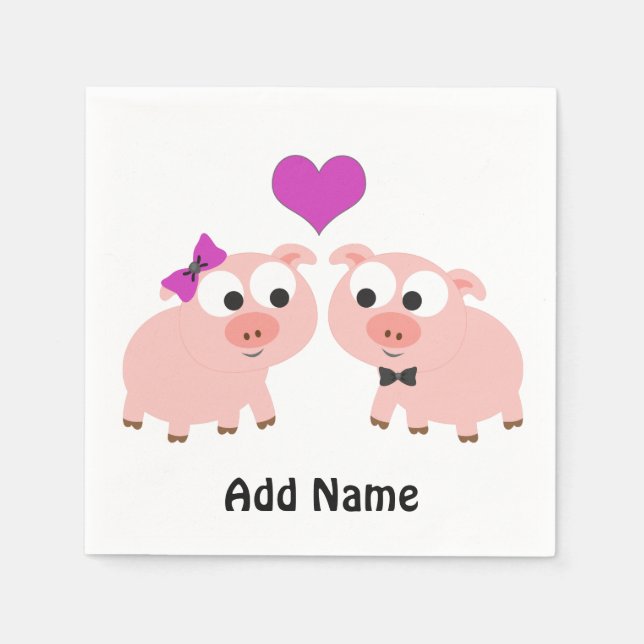 Servilleta De Papel Amor de cerdo lindo (Anverso)