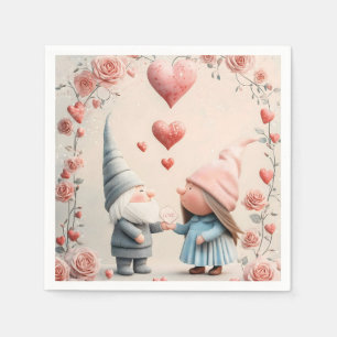 Servilleta De Papel Amor de Gnomo Caprichoso: Arte Adorable del Día de