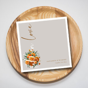 Servilleta De Papel Amor de Otoño Florece Boda con Letra Elegante de O