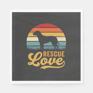 Servilleta De Papel Amor de Rescate Perro Retro Atardecer_1