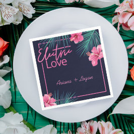 Servilleta De Papel Amor eléctrico Neón Boda Retro Tropical Rosa