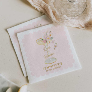 Servilleta De Papel Amor en Flor Rosa Claro Despedida de Soltera