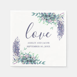 Servilleta De Papel Amor. Flores de lavanda púrpura. Boda floral
