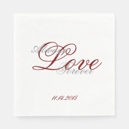 Servilleta De Papel Amor gris blanco rojo siempre Boda