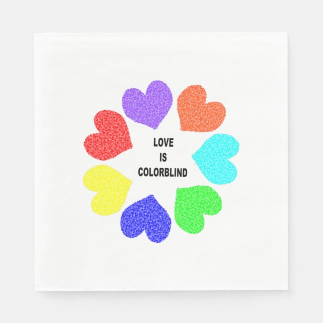 Servilleta De Papel Amor interracial Corazones arco iris servilletas d (Anverso)