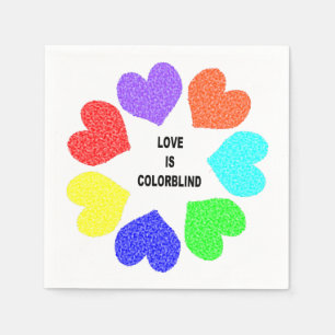 Servilleta De Papel Amor interracial Corazones de arcoiris servilletas