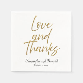 Servilleta De Papel Amor Minimalista blanco y oro y gracias Boda