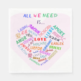 Servilleta De Papel AMOR - Multi Language - Personalizable Internacion