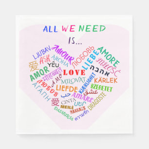 Servilleta De Papel AMOR - Multi Language - Personalizable Internacion