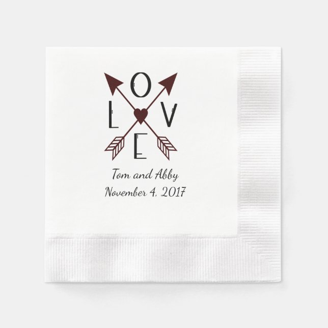 Servilleta De Papel Amor personalizado con Bodas de flores (Anverso)