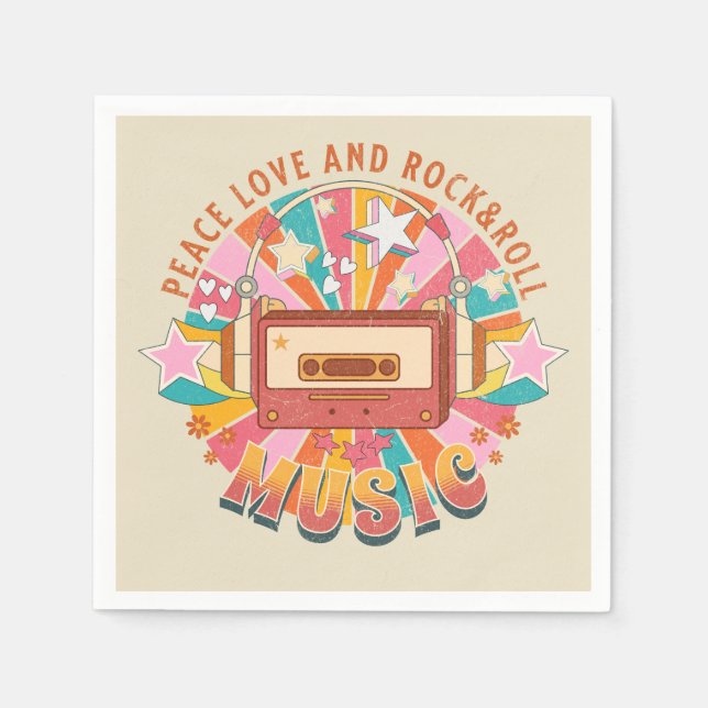 Servilleta De Papel Amor por la paz y rock & roll (Anverso)