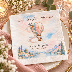 Servilleta De Papel Amor Risa Aventura Boda en Globo Aerostático