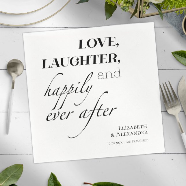Servilleta De Papel Amor, risa y felizmente siempre después de Boda (Subido por el creador)