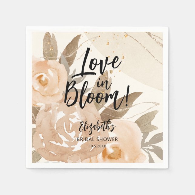 Servilleta De Papel Amor Rústico en Flor Peonía Floral (Anverso)