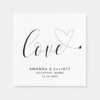 Amor Tipografía Blanco y Negro Corazón Bonito Boda