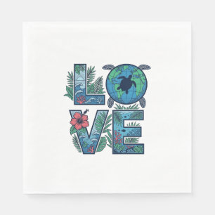 Servilleta De Papel Amor Tortuga Marina Tierra Tropical