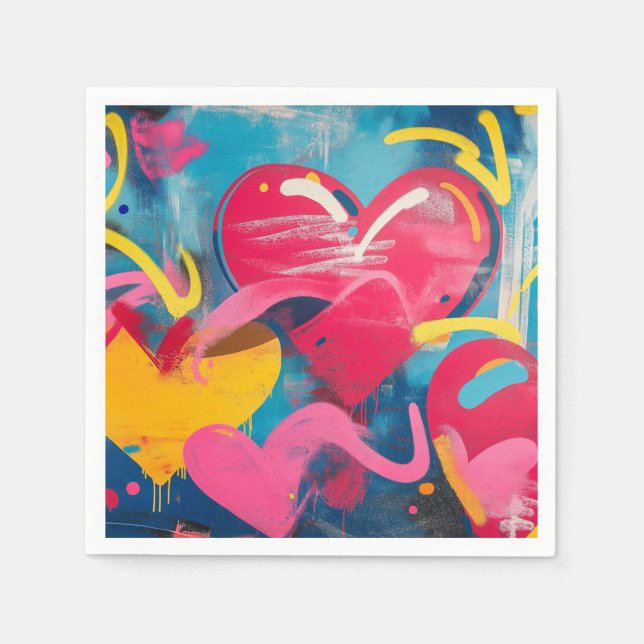 Servilleta De Papel Amor urbano: Graffiti Hearts (Anverso)