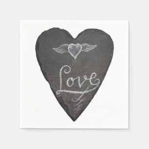 Servilleta De Papel Amor y Corazón en Pizarra de Tiza