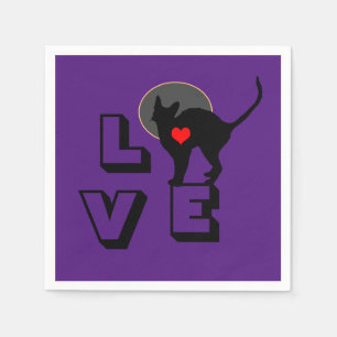 Servilleta De Papel AMOR y gato negro - gran fan/moda animal