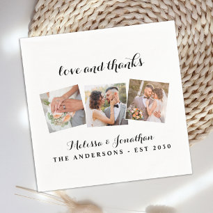 Servilleta De Papel Amor y gracias elegancia 3 foto novia Boda de Groo